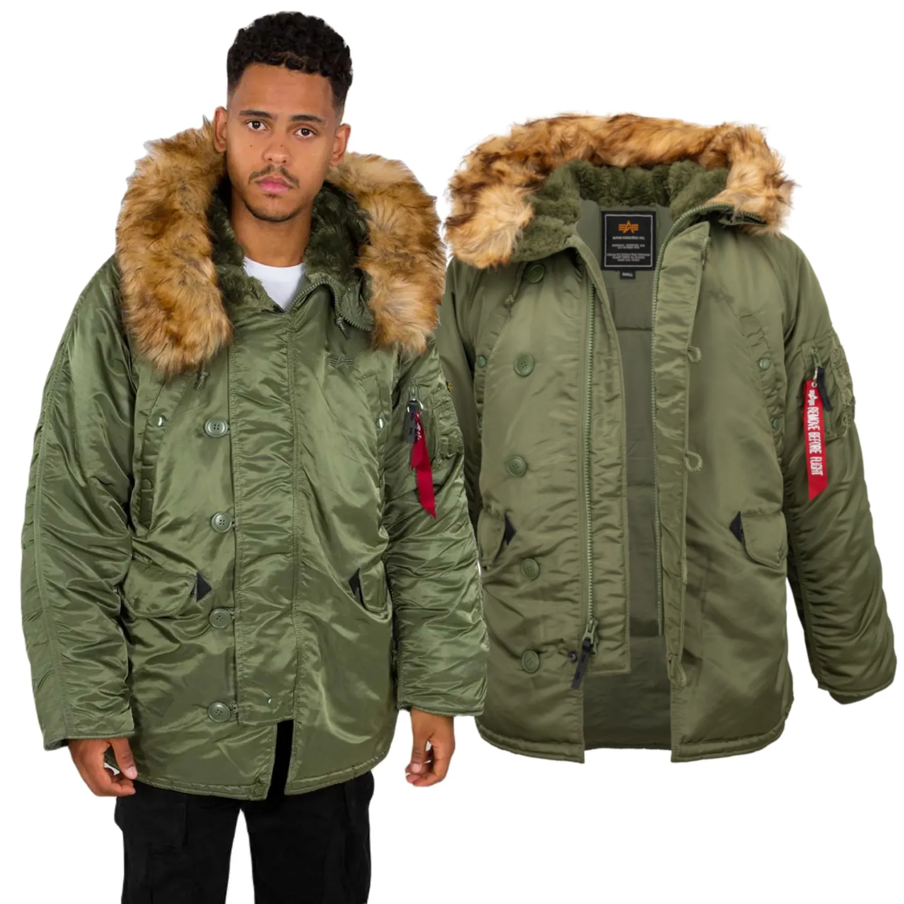 Kurtka z kapturem Alpha Industries N3B 100106 01 - Zielona M