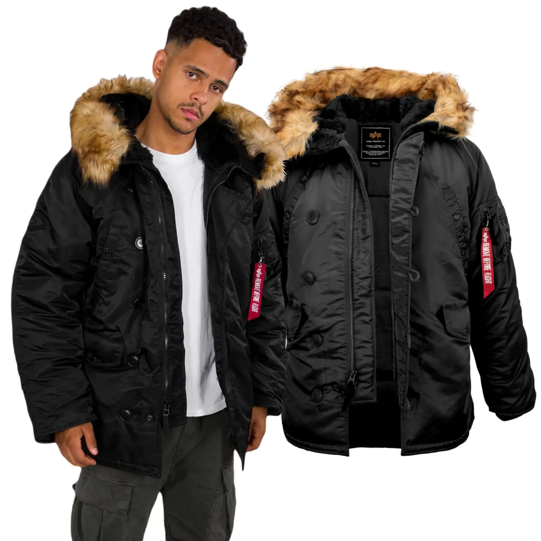 Kurtka z kapturem Alpha Industries N3B 100106 03 - Czarna M