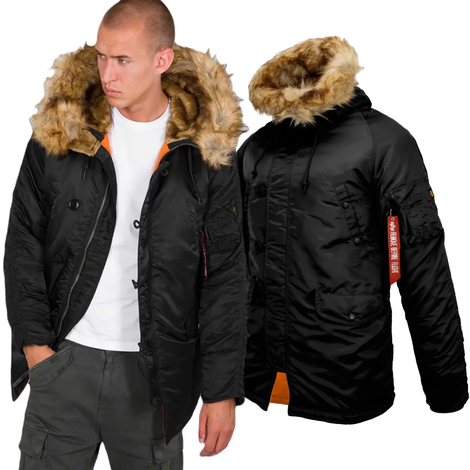 Kurtka z kapturem Alpha Industries N3B VF 59 103141 03 - Czarna S