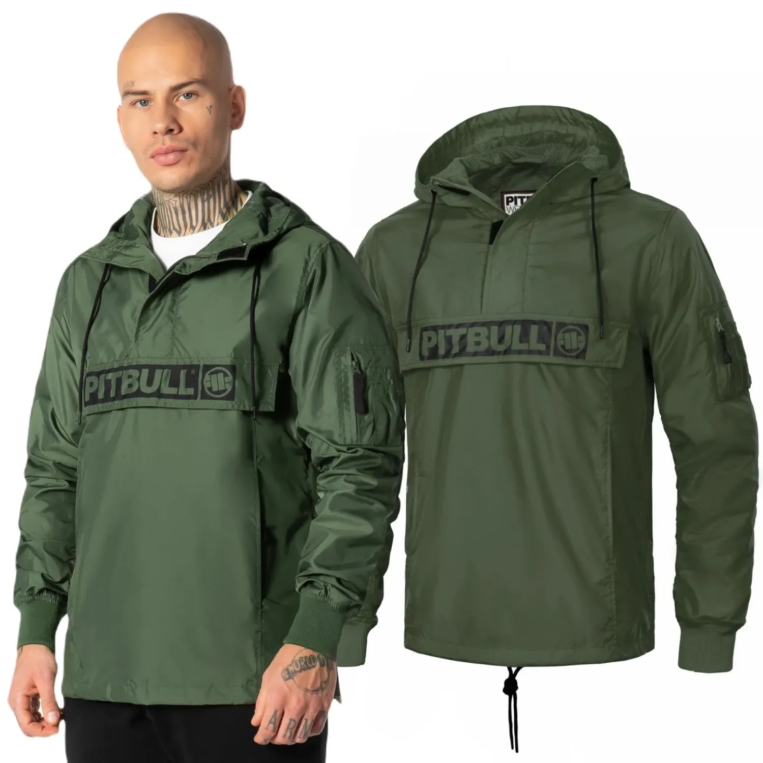 Kurtka z kapturem Pit Bull Kangurka Loring Hilltop - Oliwkowa XXL