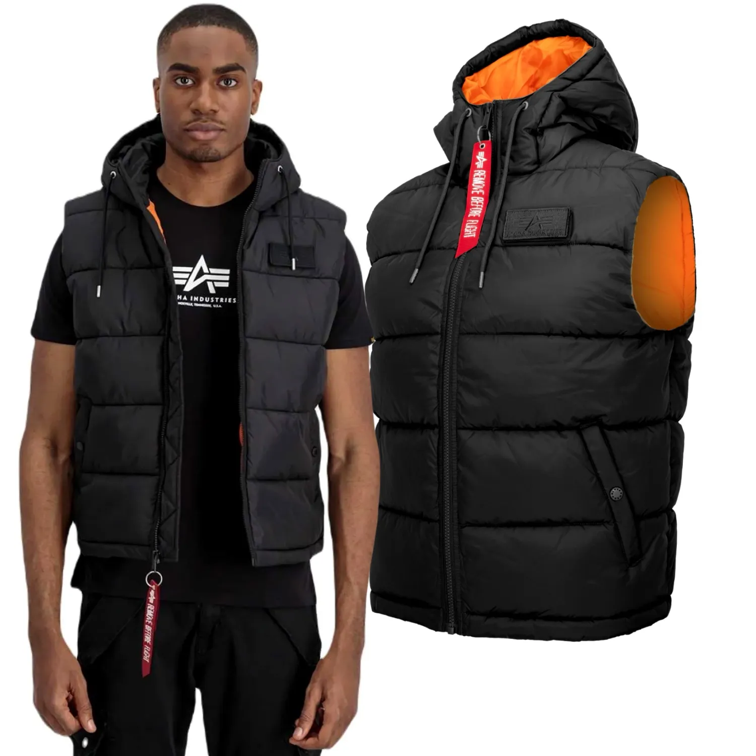 Kamizelka z kapturem Alpha Industries FD 118110 03 - Czarna M