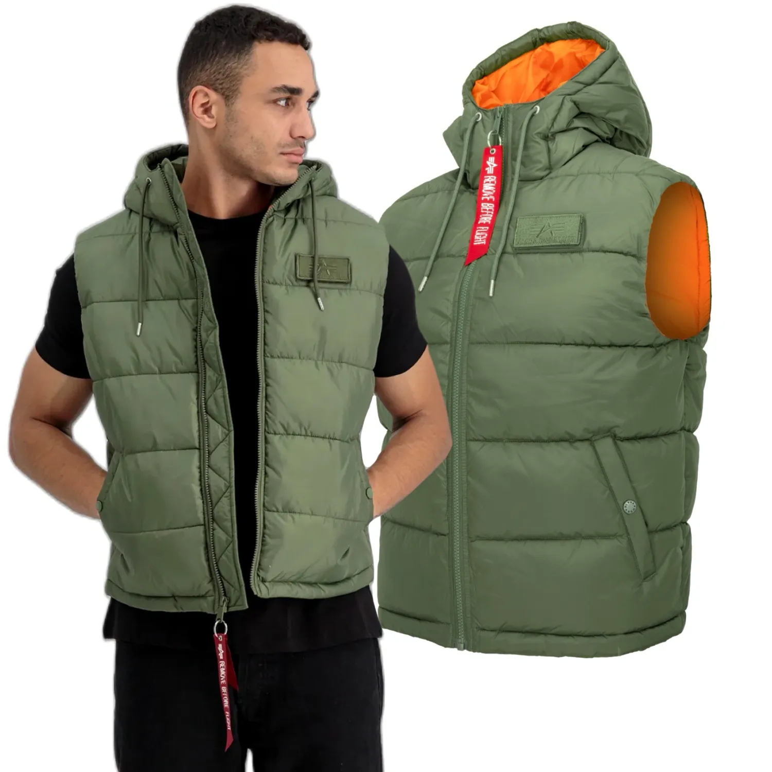 Kamizelka z kapturem Alpha Industries FD 118110 01 - Zielona XXL