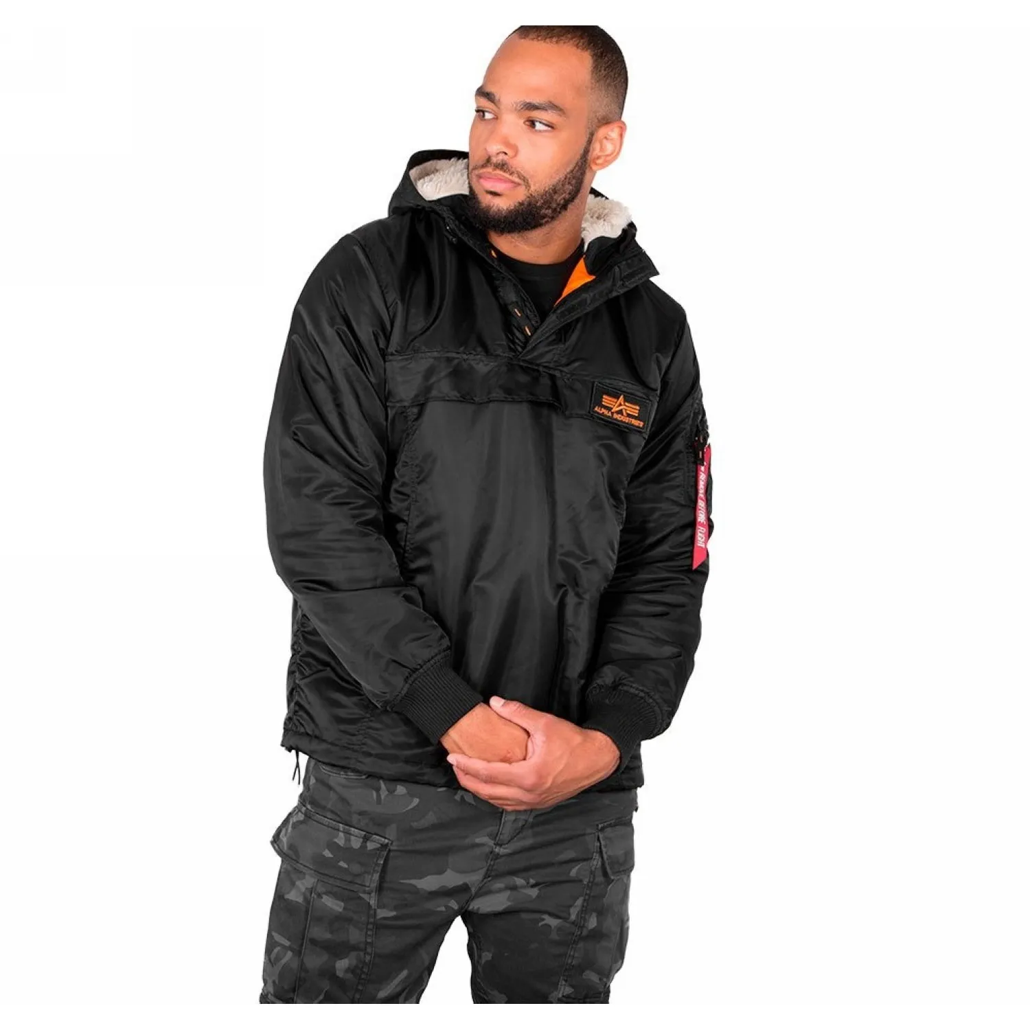 Kurtka z kapturem Alpha Industries Kangurka HPO Anorak 178139 03 - Czarna 3XL