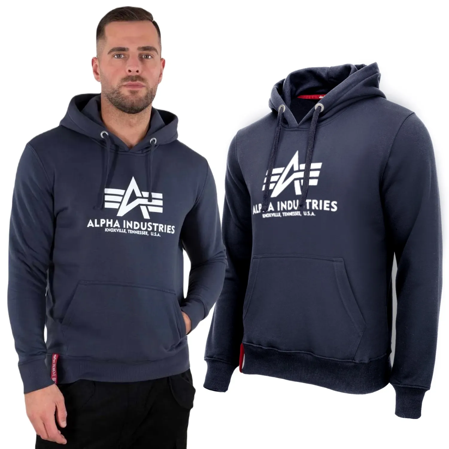 Bluza z kapturem Alpha Industries Basic 178312 02 - Granatowa M