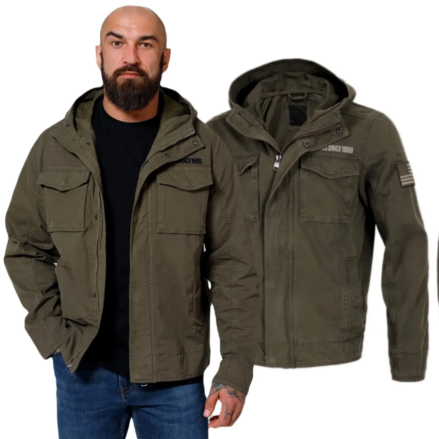 Kurtka z kapturem Pit Bull Fallon Military Jacket '24 - Oliwkowa 3XL
