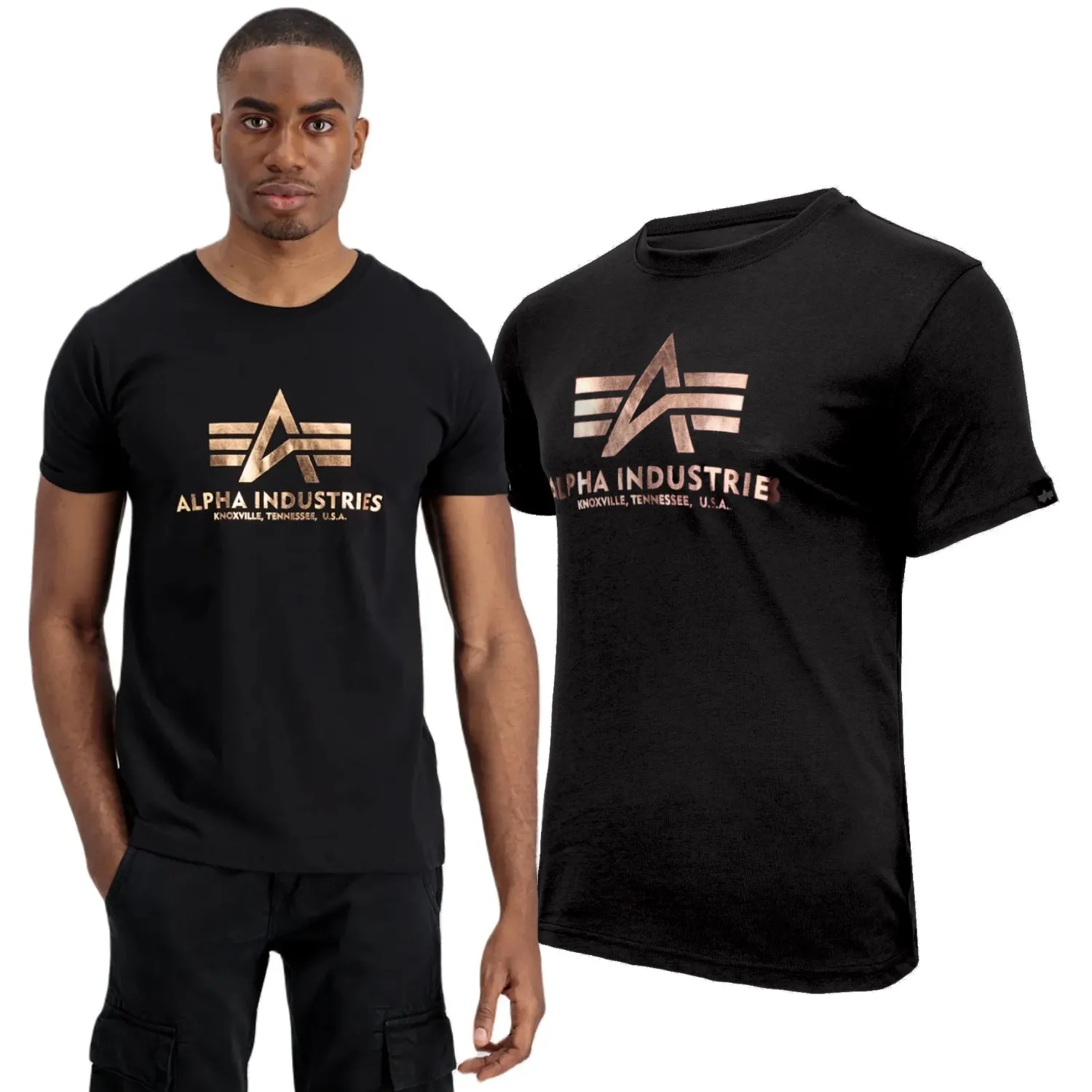 Koszulka Alpha Industries Basic Foil Print 100501FP 365 - Czarna XXL