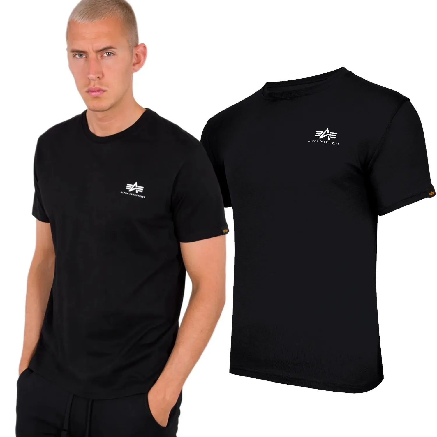 Koszulka Alpha Industries Backprint 128507 03 - Czarna XXL