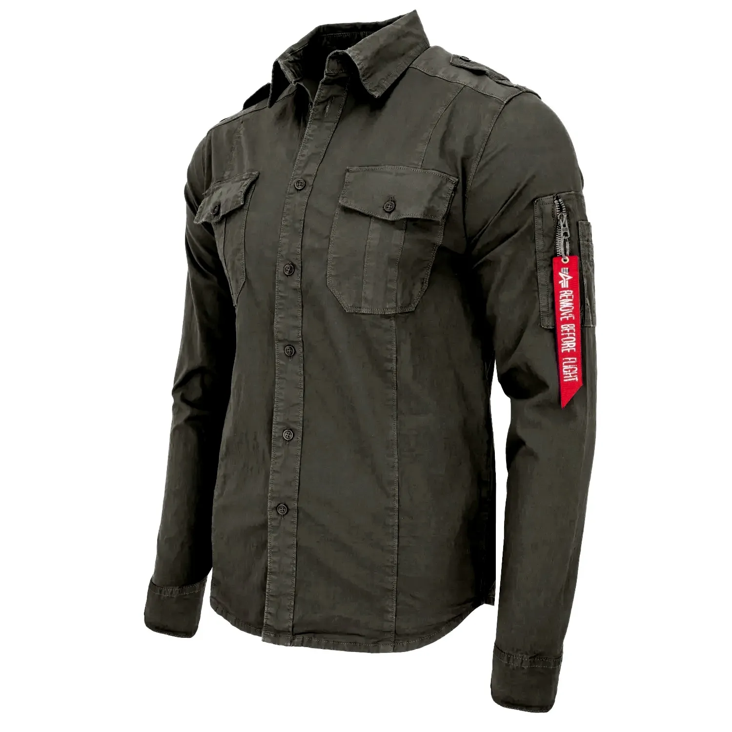 Koszula Alpha Industries Basic Shirt Slim 136426 136 - Ciemnoszara M