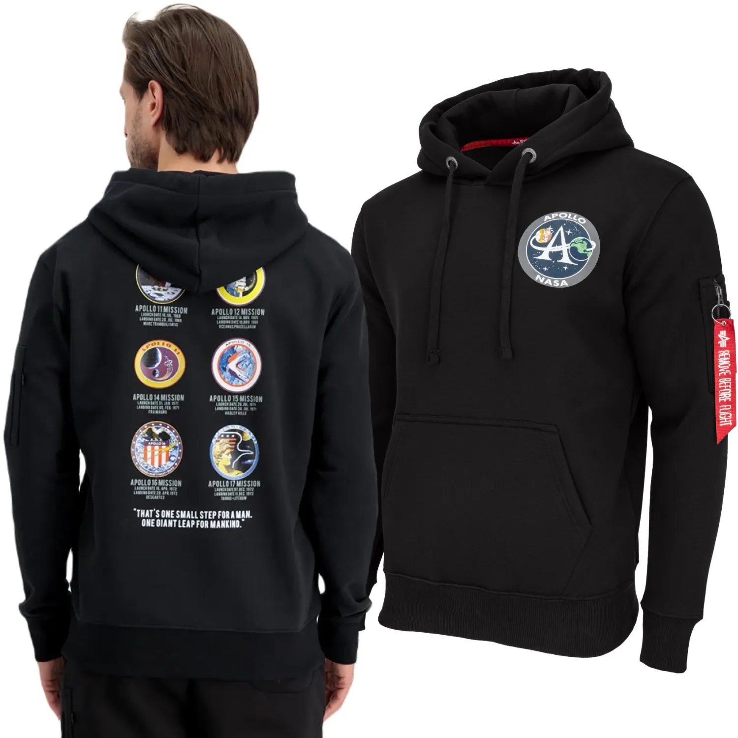 Bluza z kapturem Alpha Industries Apollo Mission 106338 03 - Czarna XXL