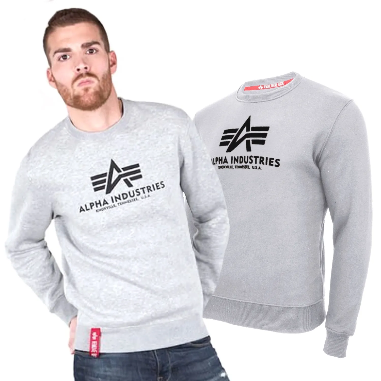 Bluza Alpha Industries Basic 178302 17 - Szara XL