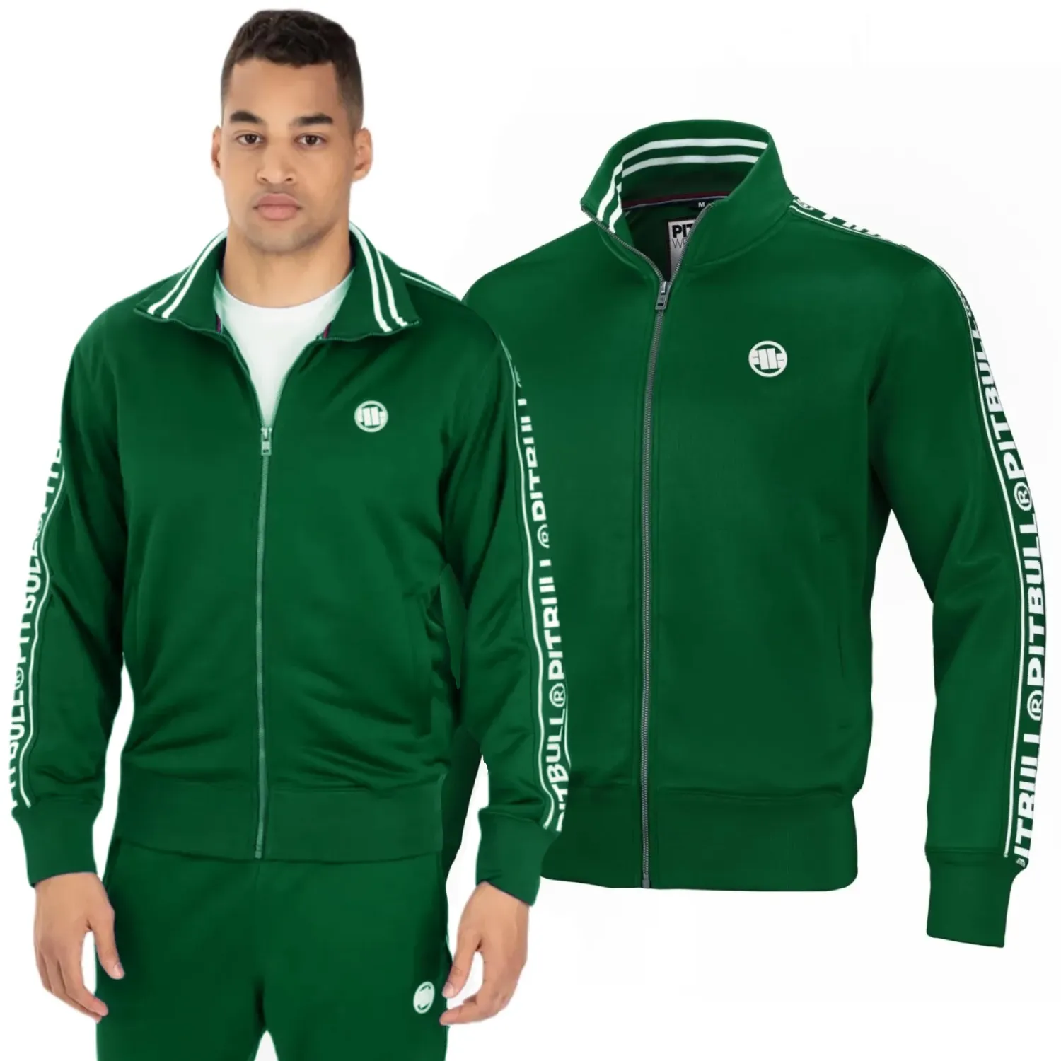Bluza rozpinana Pit Bull Oldschool Polly-Terry Tape Logo '24 - Ciemnozielona L