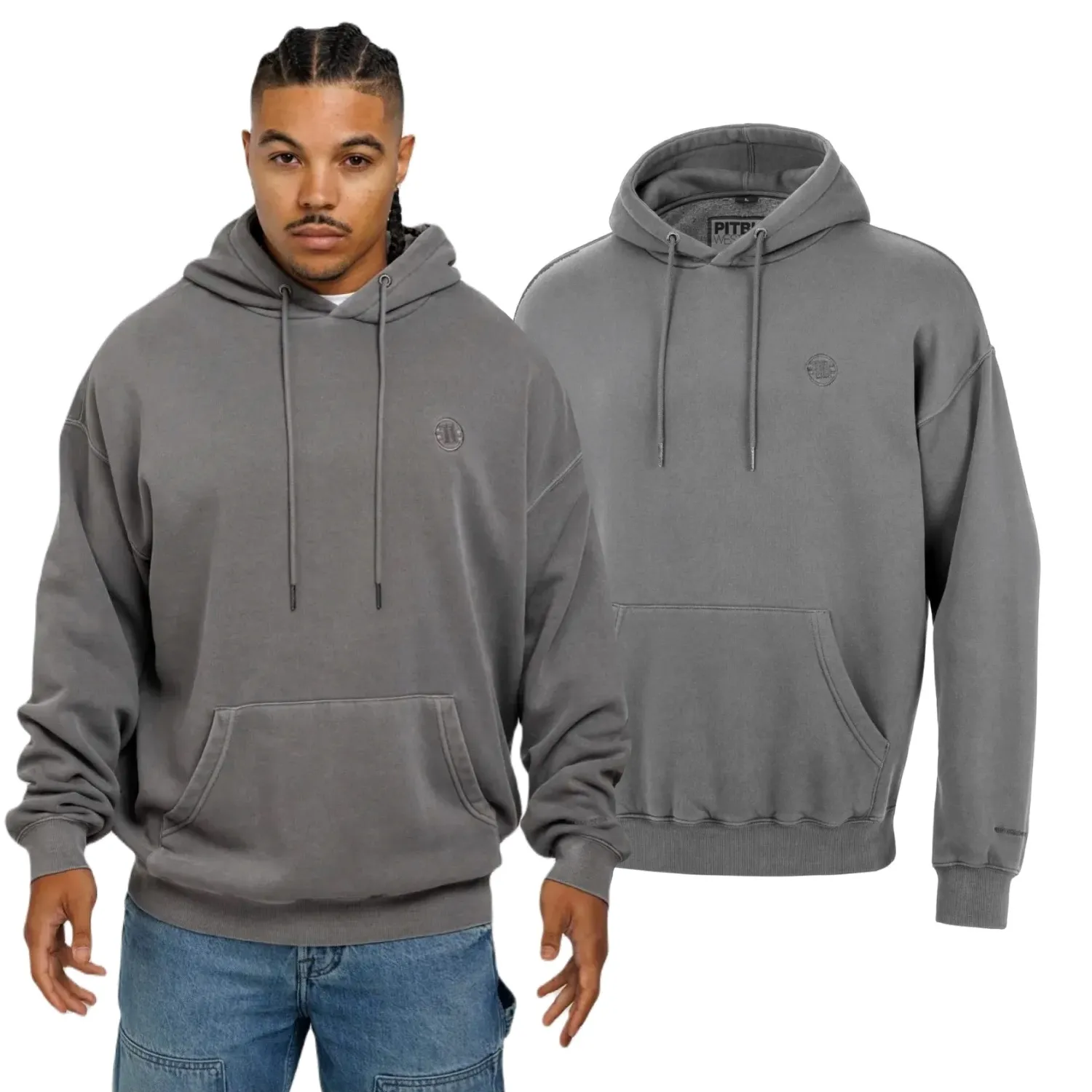 Bluza z kapturem Pit Bull Washed Lancaster '24 - Szara XL