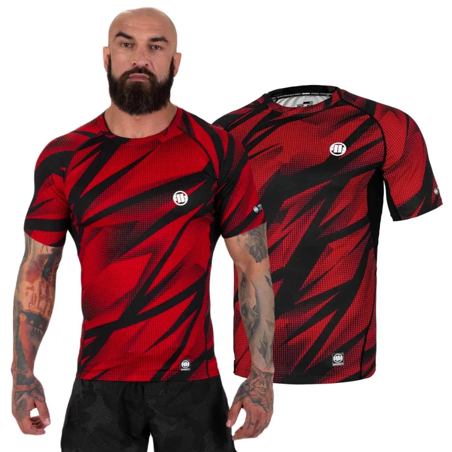 Koszulka Rashguard Pit Bull Performance Pro plus Dot Camo II - Czerwona