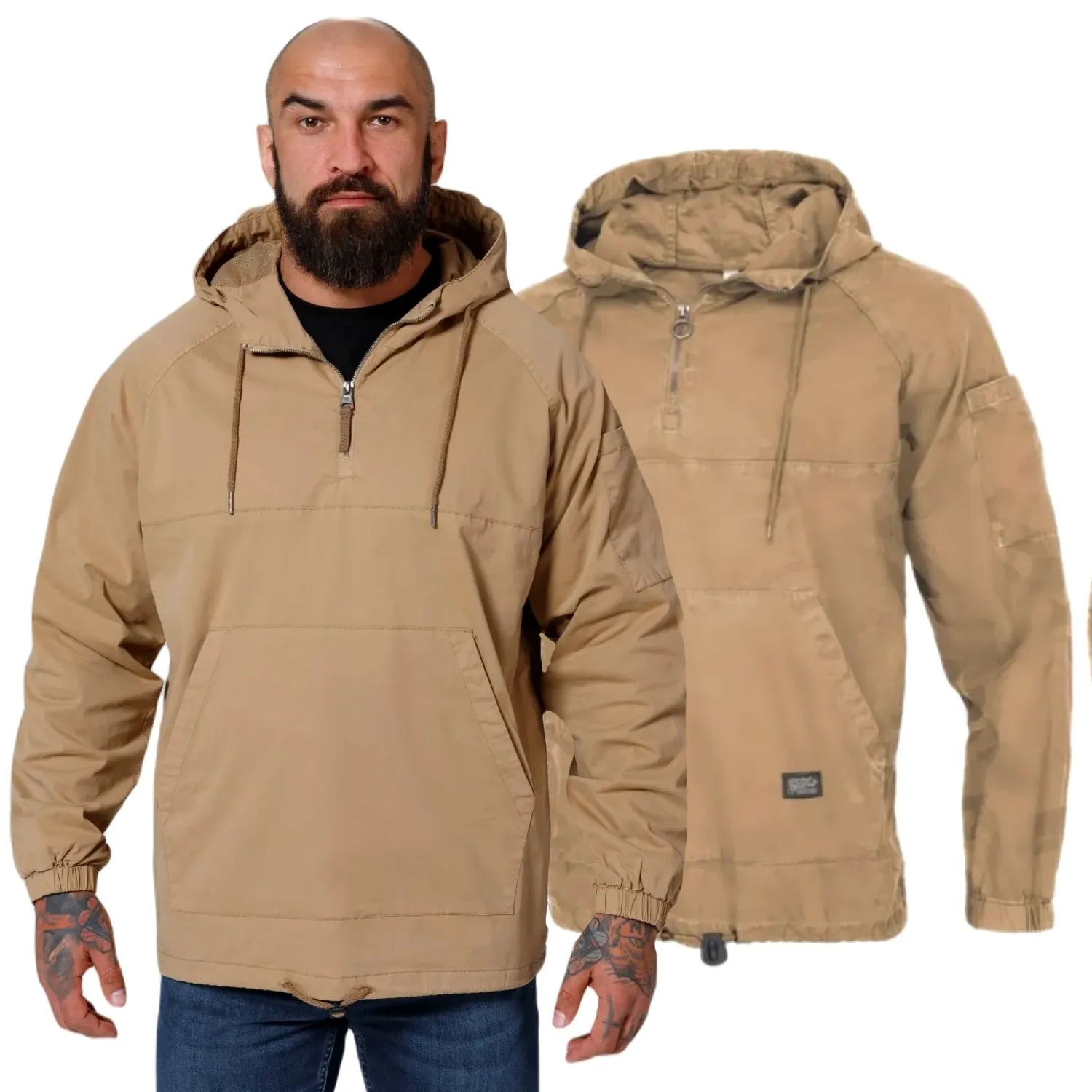 Kurtka z kapturem Pit Bull Kangurka Bassmore Military Kangaroo Jacket '24 - Sand 3XL