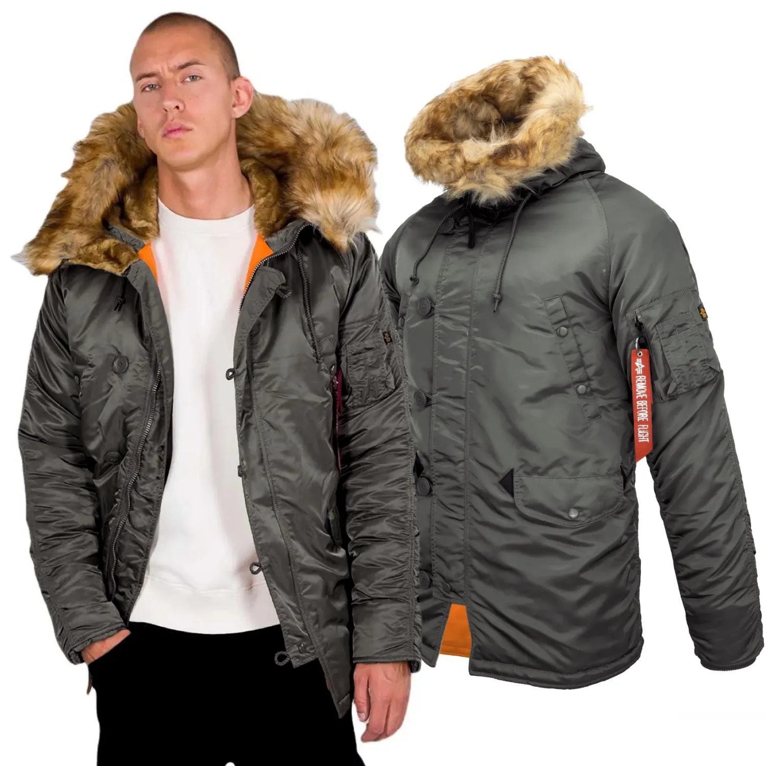 Kurtka z kapturem Alpha Industries N3B VF 59 103141 136 - Ciemnoszara XXL