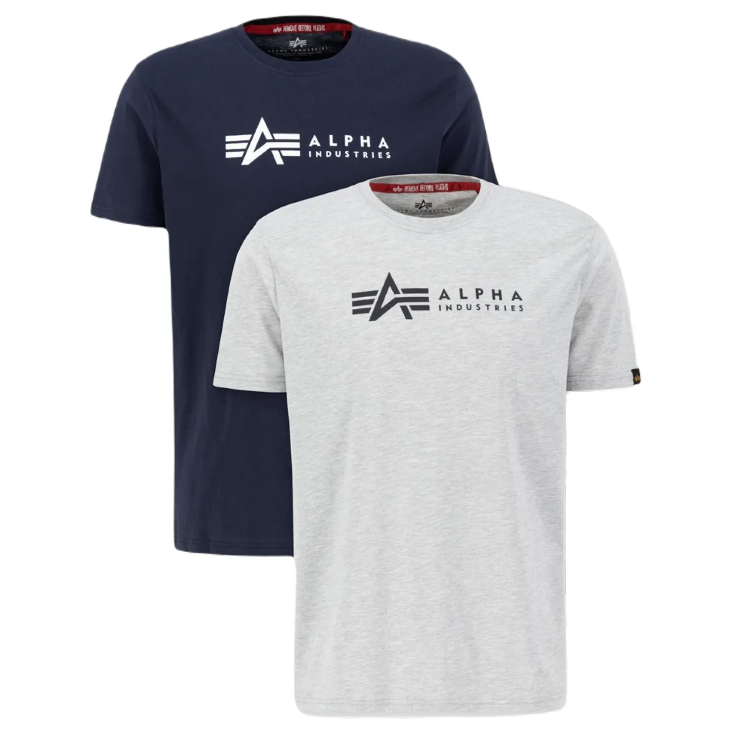 Koszulki Alpha Industries Alpha Label T 2 Pack 118534 641 - Grey.Heat / Rep.Blue M