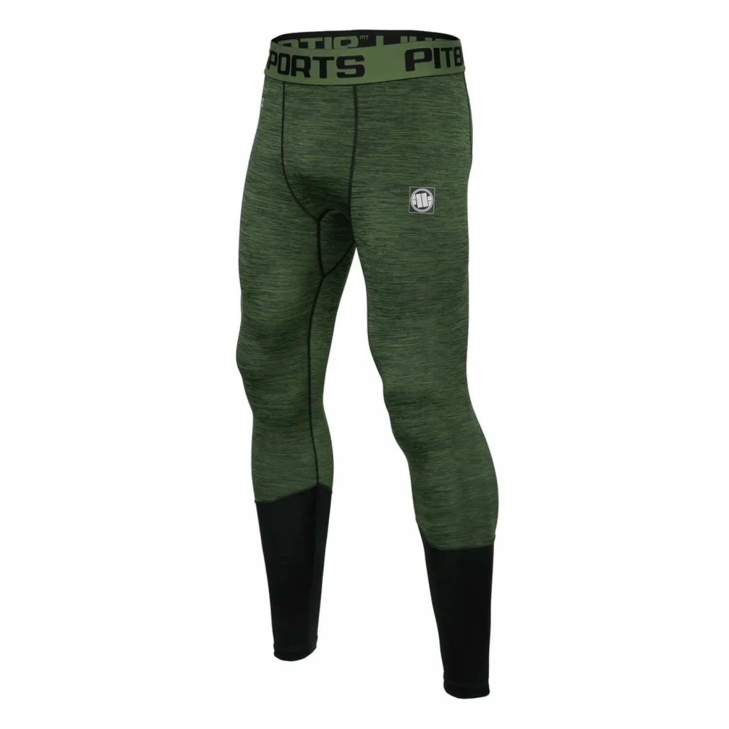 Leginsy Męskie PITBULL Performance Pro Plus Small Logo - Oliwkowe