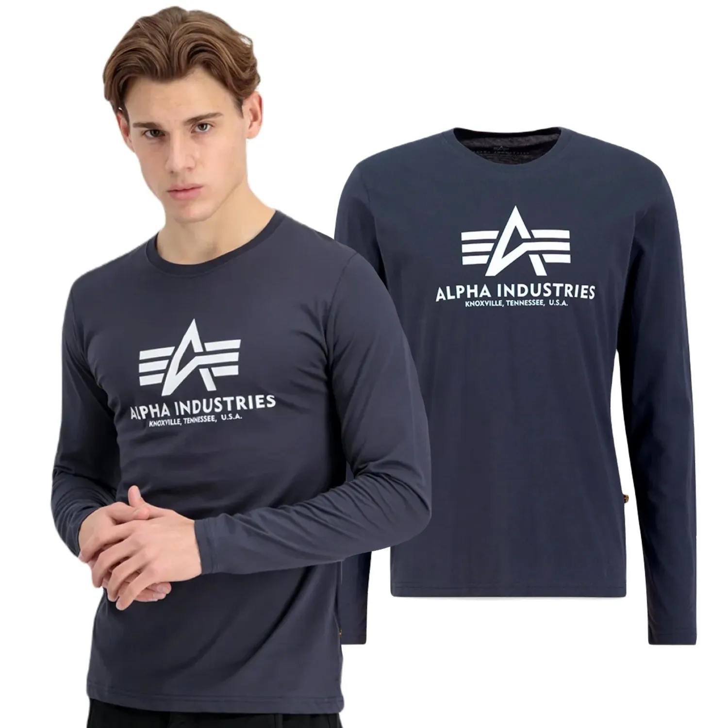 Koszulka Longsleeve Alpha Industries Basic 100510 02 - Granatowa XXL