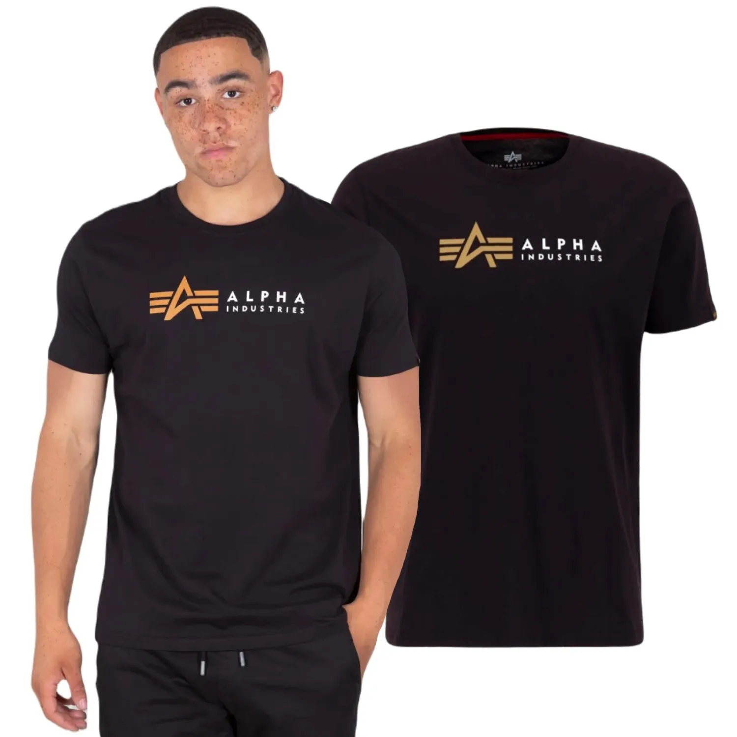 Koszulka Alpha Industries Alpha Label T 118502 03 - Czarna 3XL