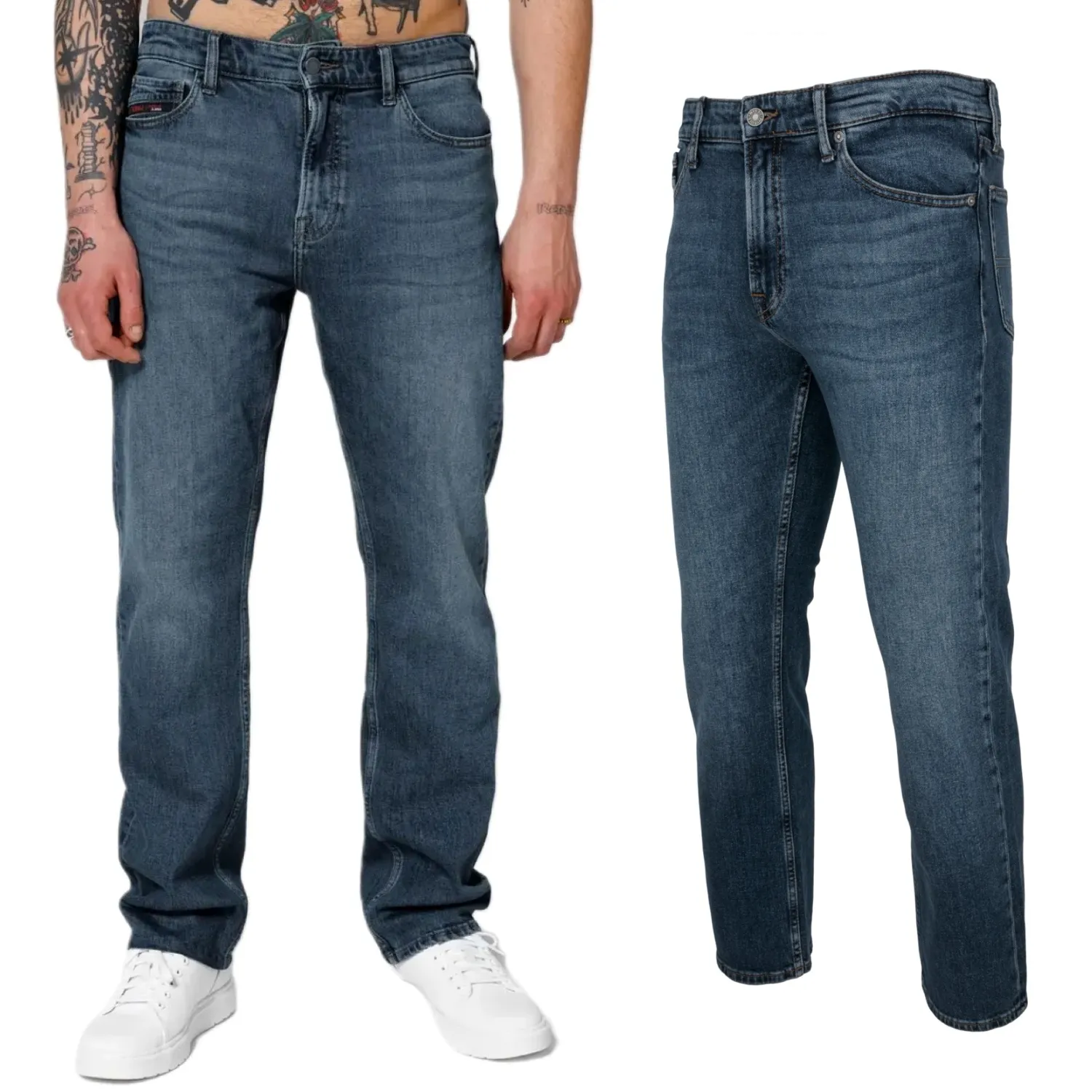 Spodnie Jeansowe Pit Bull Medium Wash Highlander - Niebieskie 33/32