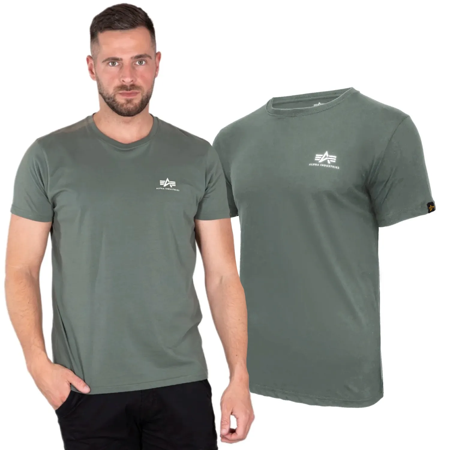 Koszulka Alpha Industries Small Logo Basic 188505 432 - Vintage Green XXL