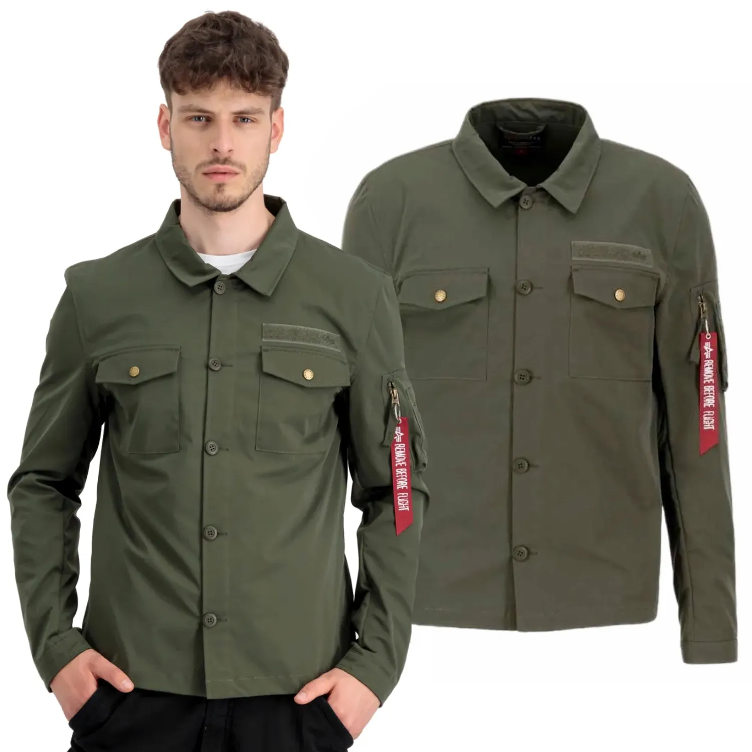 Koszula wierzchnia Alpha Industries Overshirt 108123 142 - Ciemnooliwkowa 3XL
