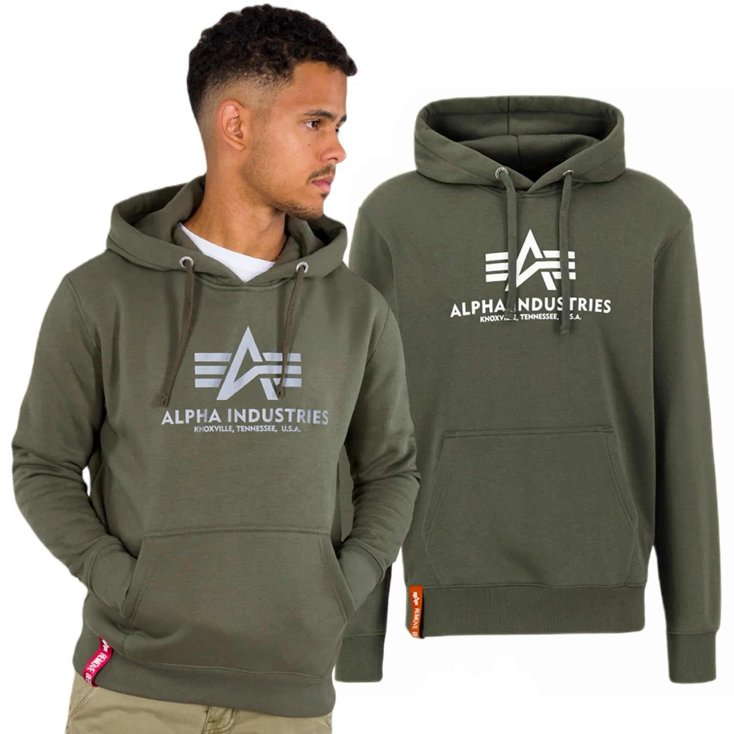 Bluza z kapturem Alpha Industries Basic 178312 142 - Ciemnooliwkowa