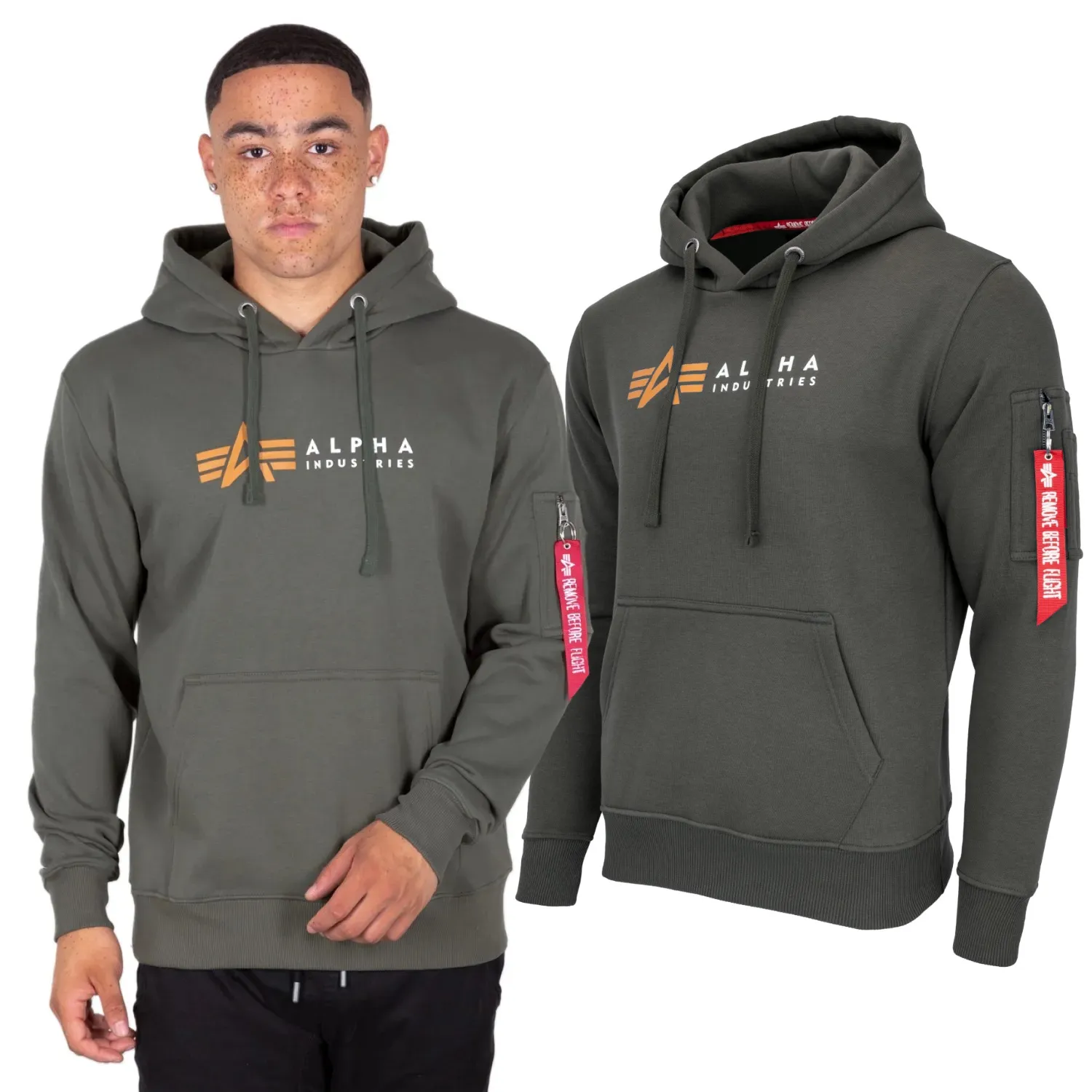 Bluza z kapturem Alpha Industries Alpha Label 118331 142 - Ciemnooliwkowa M