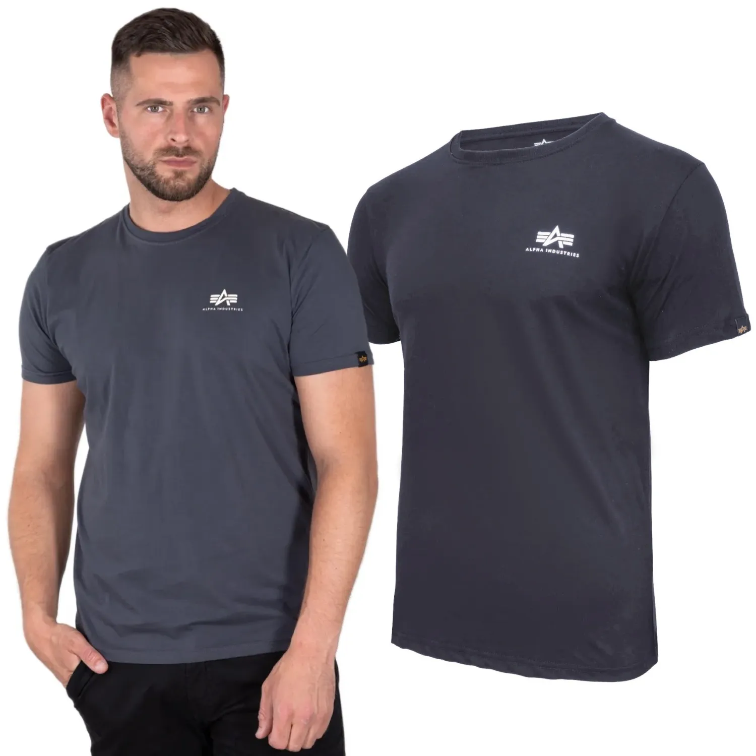 Koszulka Alpha Industries Small Logo Basic 188505 136 - Ciemnoszara 3XL