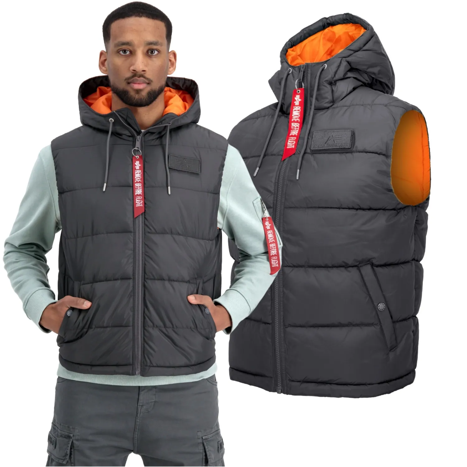 Kamizelka z kapturem Alpha Industries FD 118110 136 - Ciemnoszara