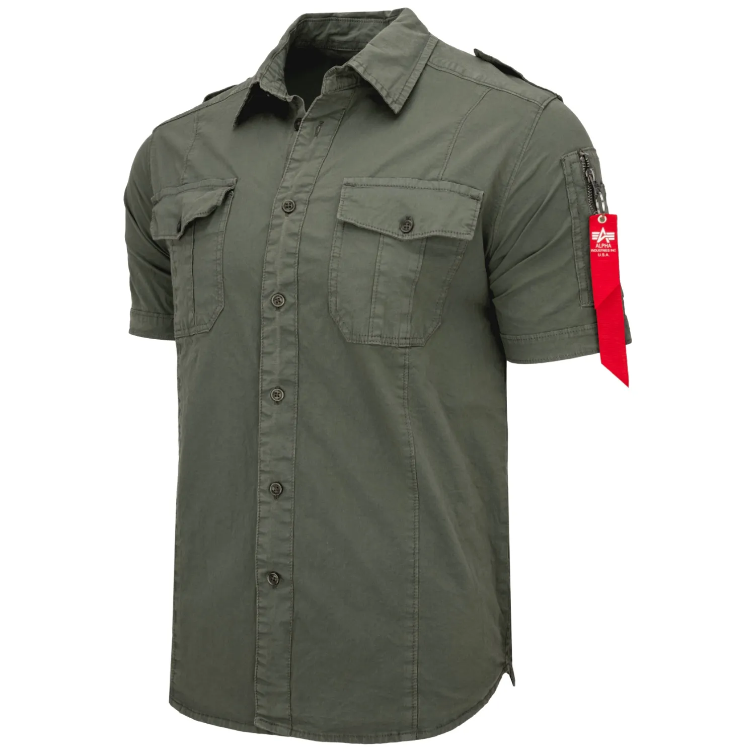 Koszula z krótkim rękawem Alpha Industries Basic Shirt Slim S 136427 136 - Ciemnoszara M