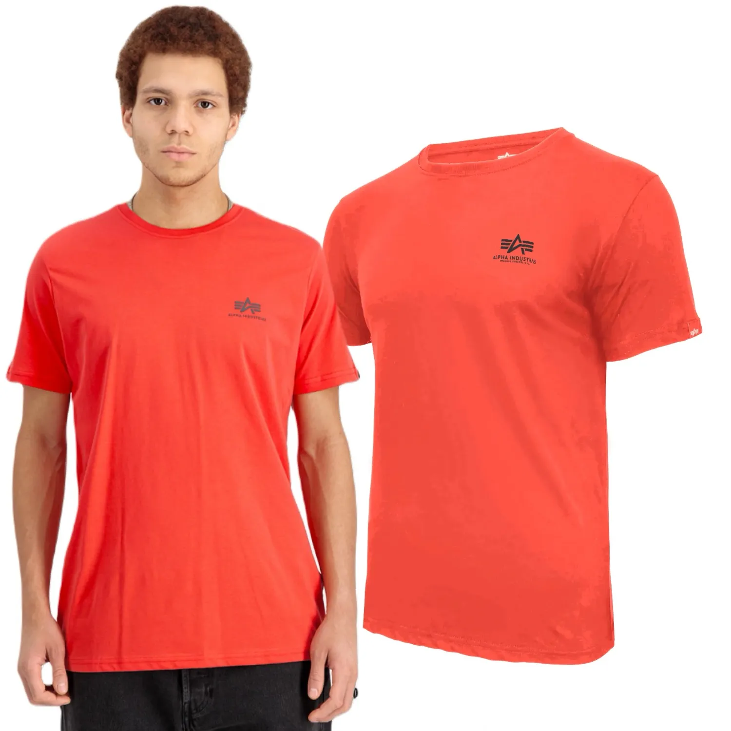 Koszulka Alpha Industries Small Logo Basic 188505 711 - Czerwona 3XL