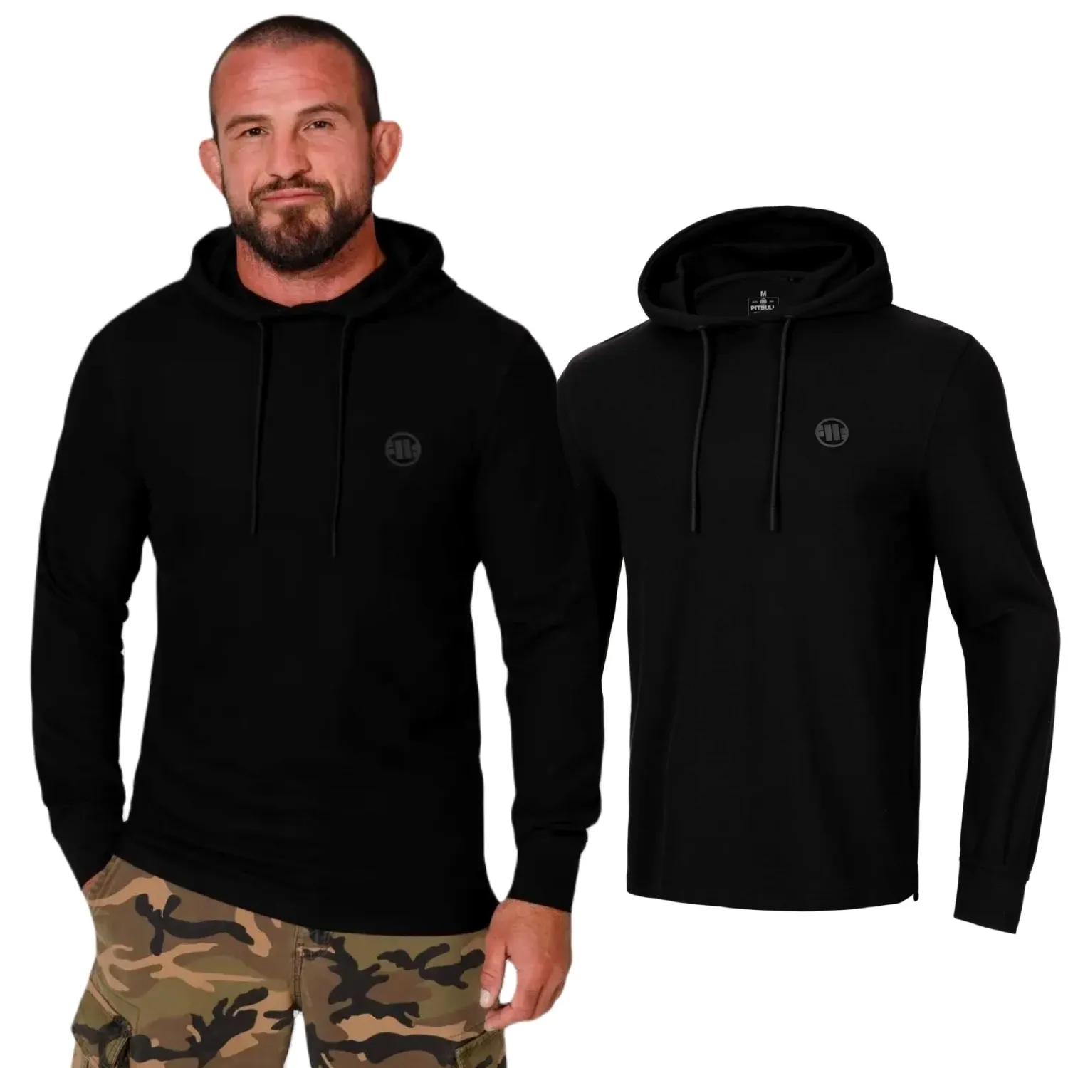Bluza z kapturem Pit Bull Heavy Weight 220 Coolmax Pique Rockey '24 - Czarna L