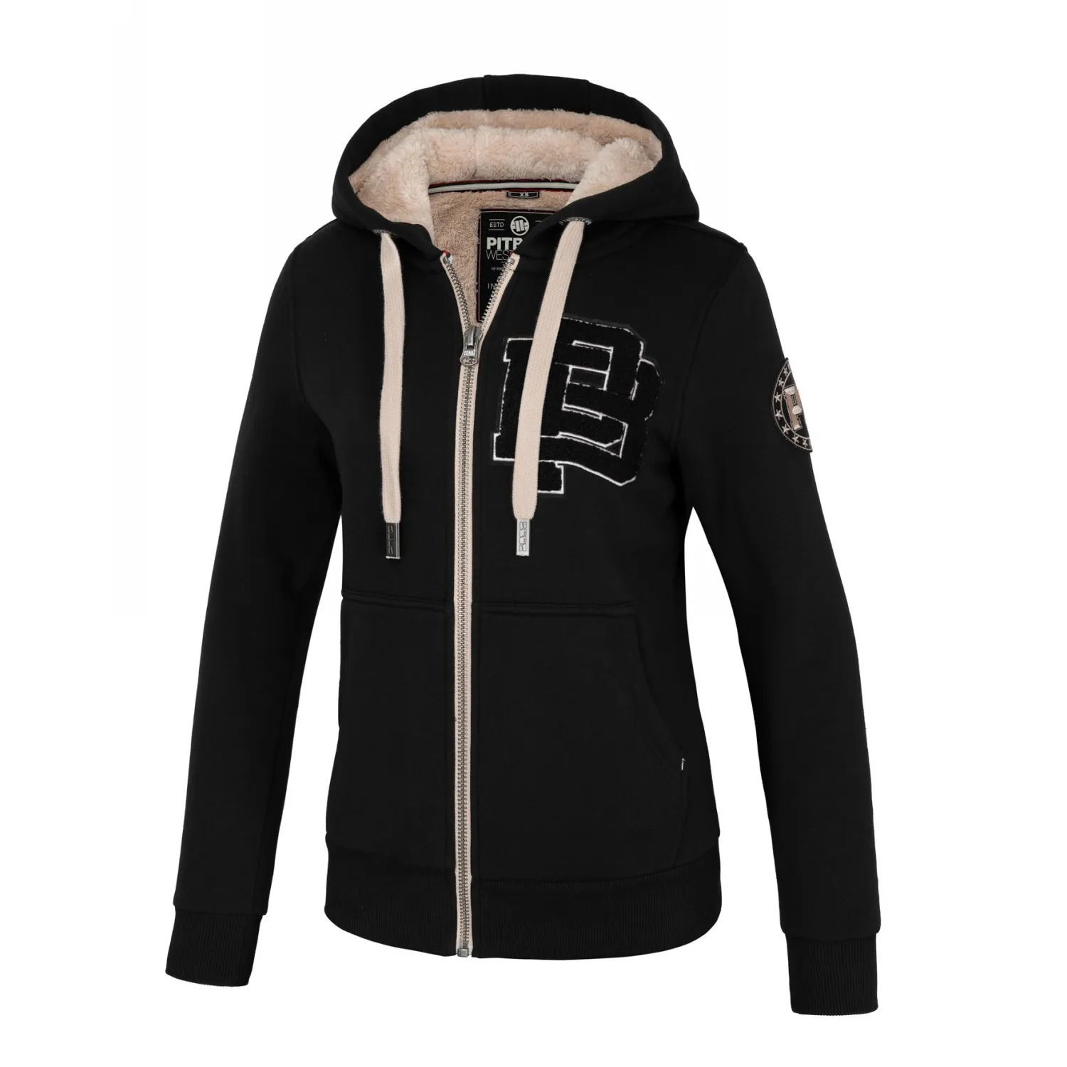Bluza damska rozpinana z kapturem Pit Bull Sherpa Ruffina '24 - Czarna M