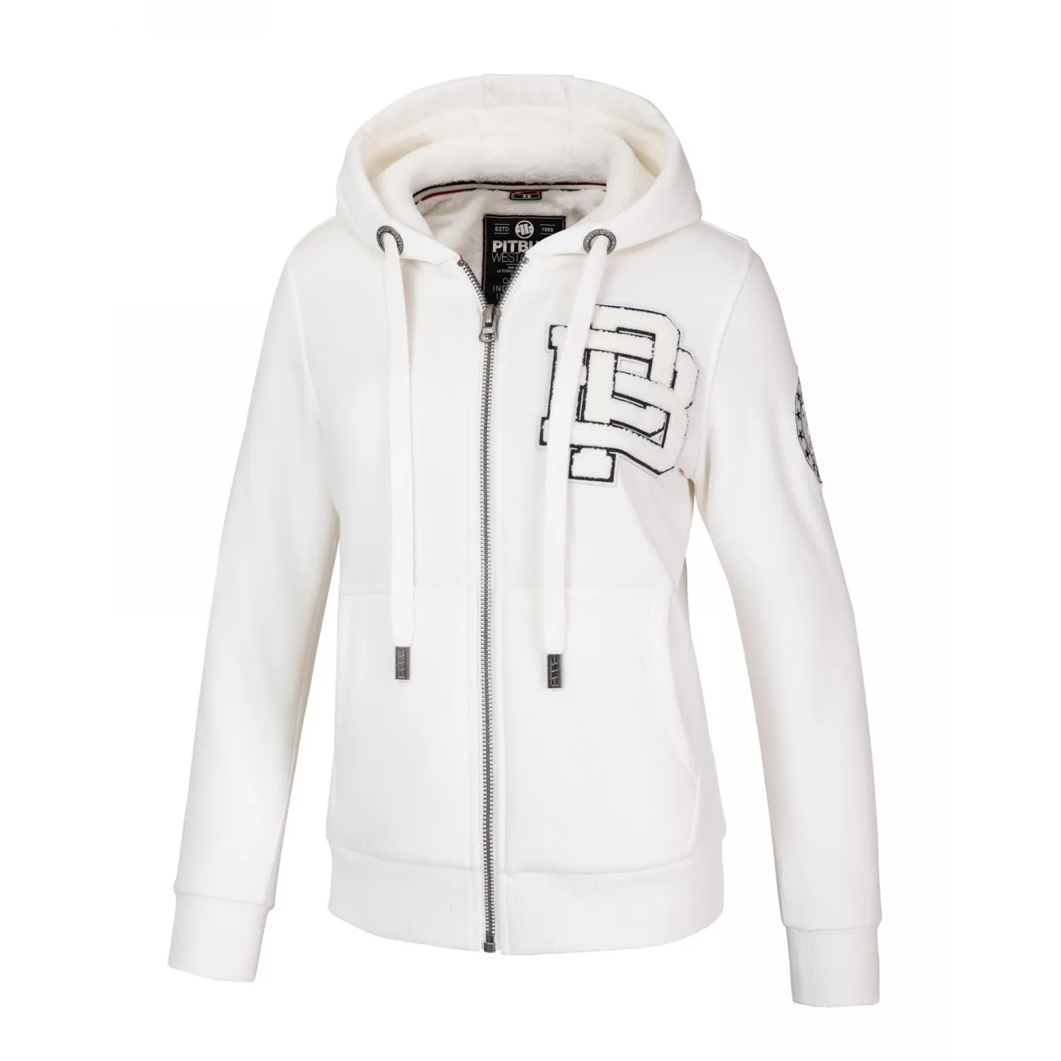Bluza damska rozpinana z kapturem Pit Bull Sherpa Ruffina '24 - Off White M
