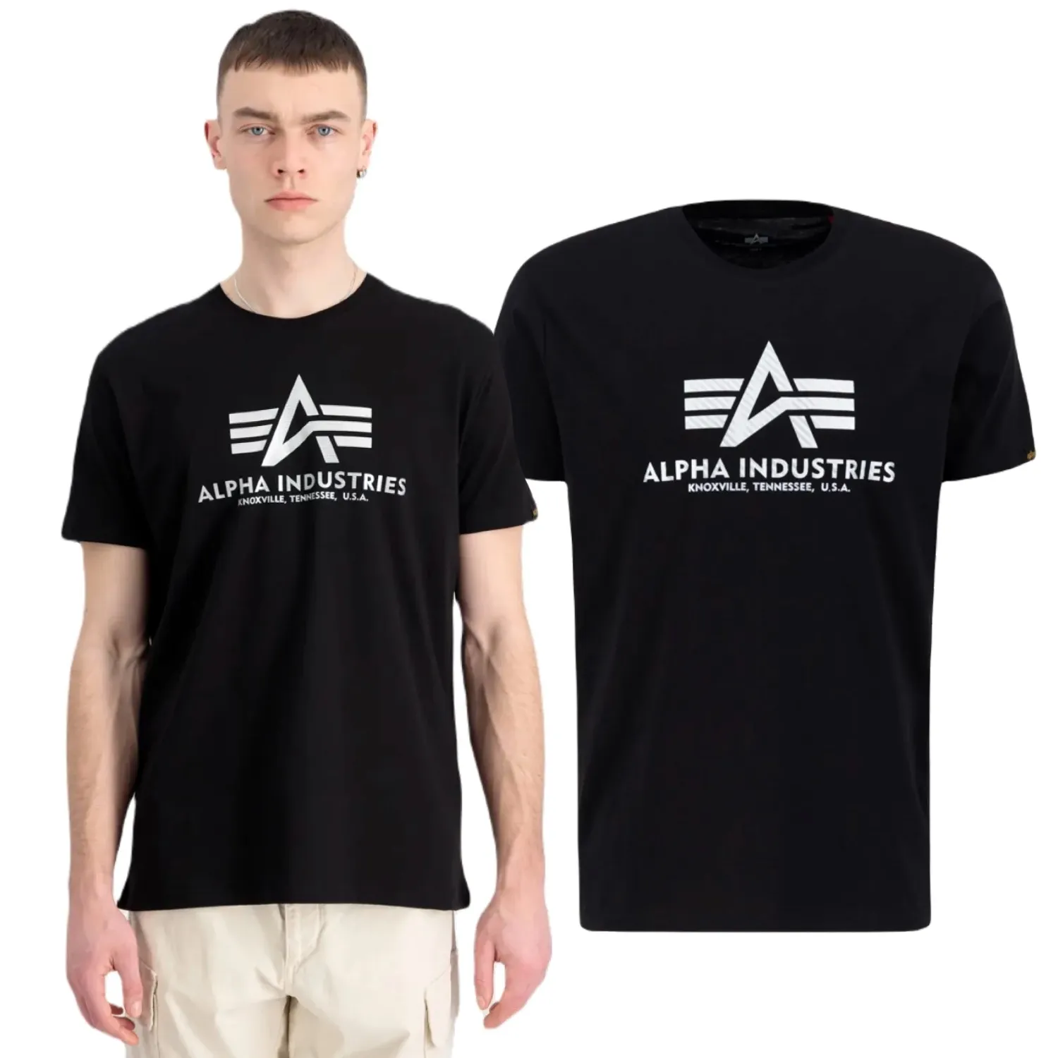 Koszulka Alpha Industries Basic T Carbon 100501CB 423 - Czarna/Srebrna M
