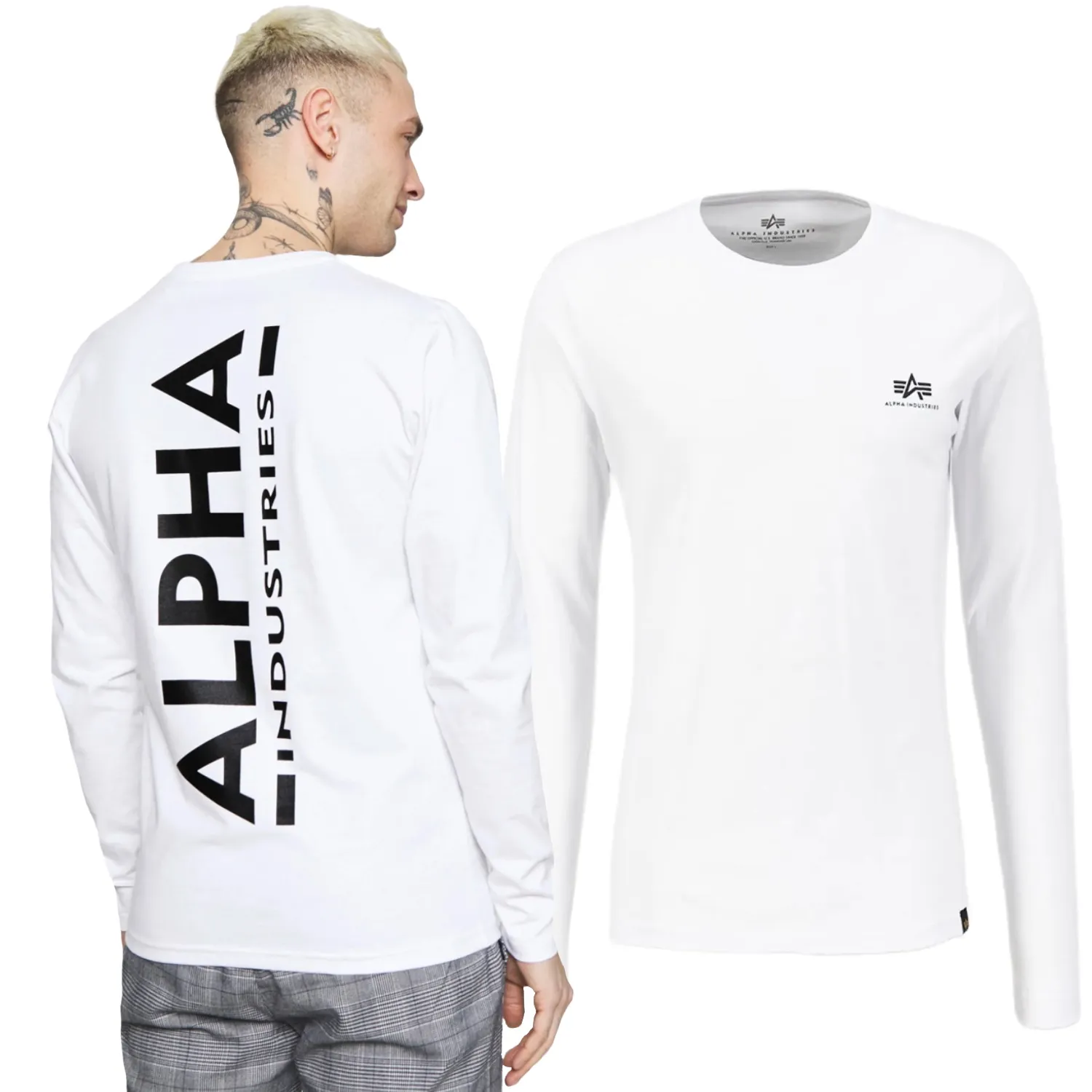 Koszulka Longsleeve Alpha Industries Back Print Heavy 116571 09 - Biała L