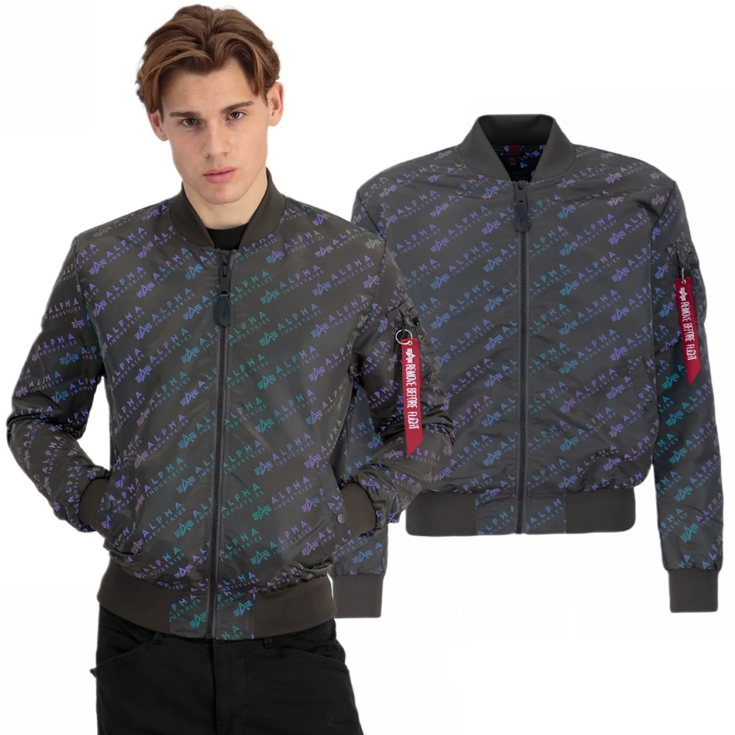 Kurtka Alpha Industries MA-1 LW AOP Rainbow Ref. 106109 136 - Ciemnoszara XXL