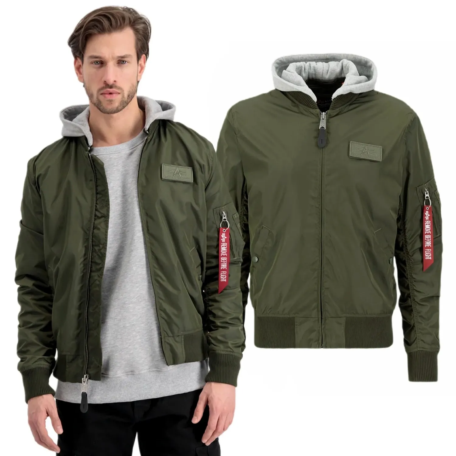 Kurtka Alpha Industries MA-1 TT Hood 196108 257 - Ciemnozielona S