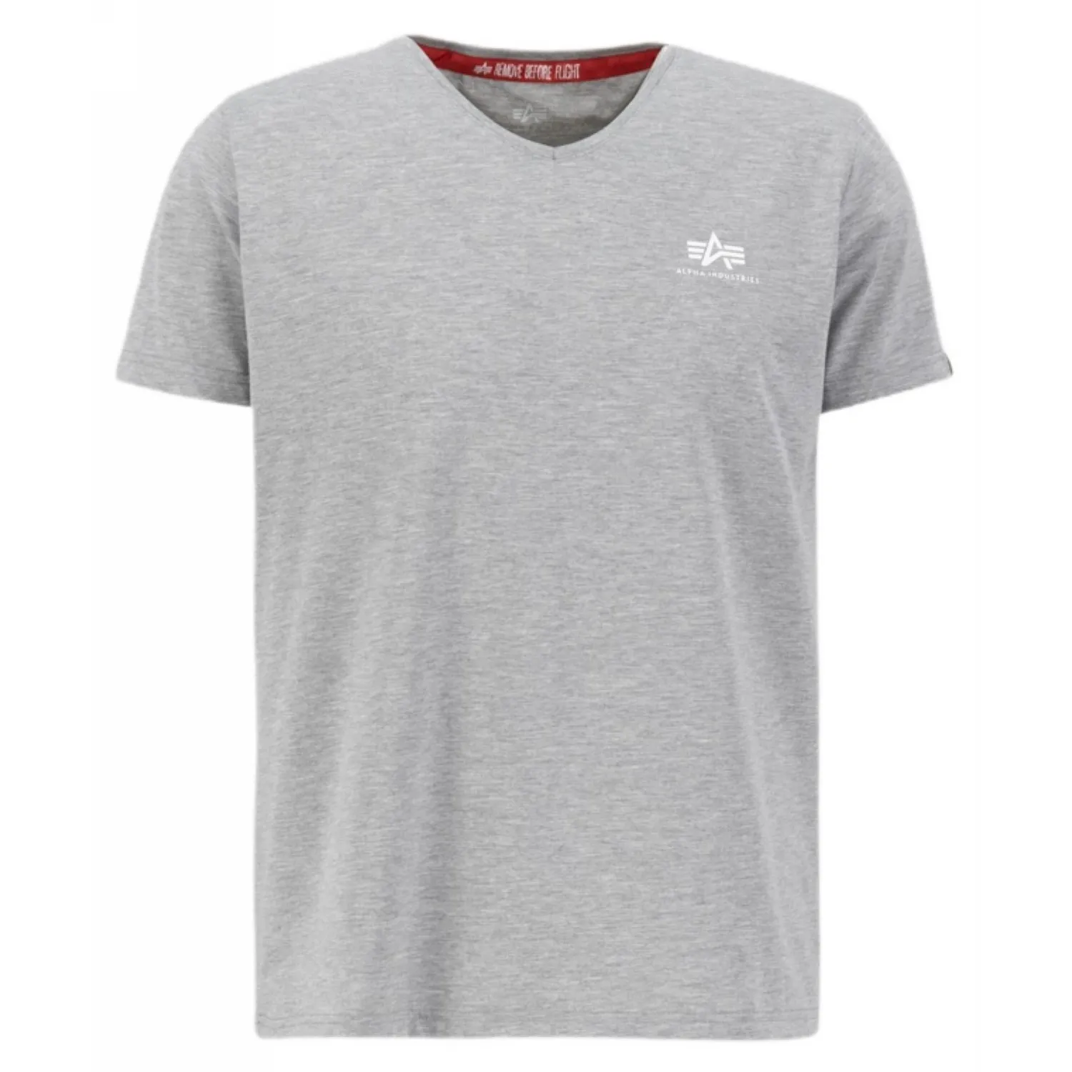 Koszulka Alpha Industries Basic V-Neck T Small Logo 106513 17 - Szary Melanż L