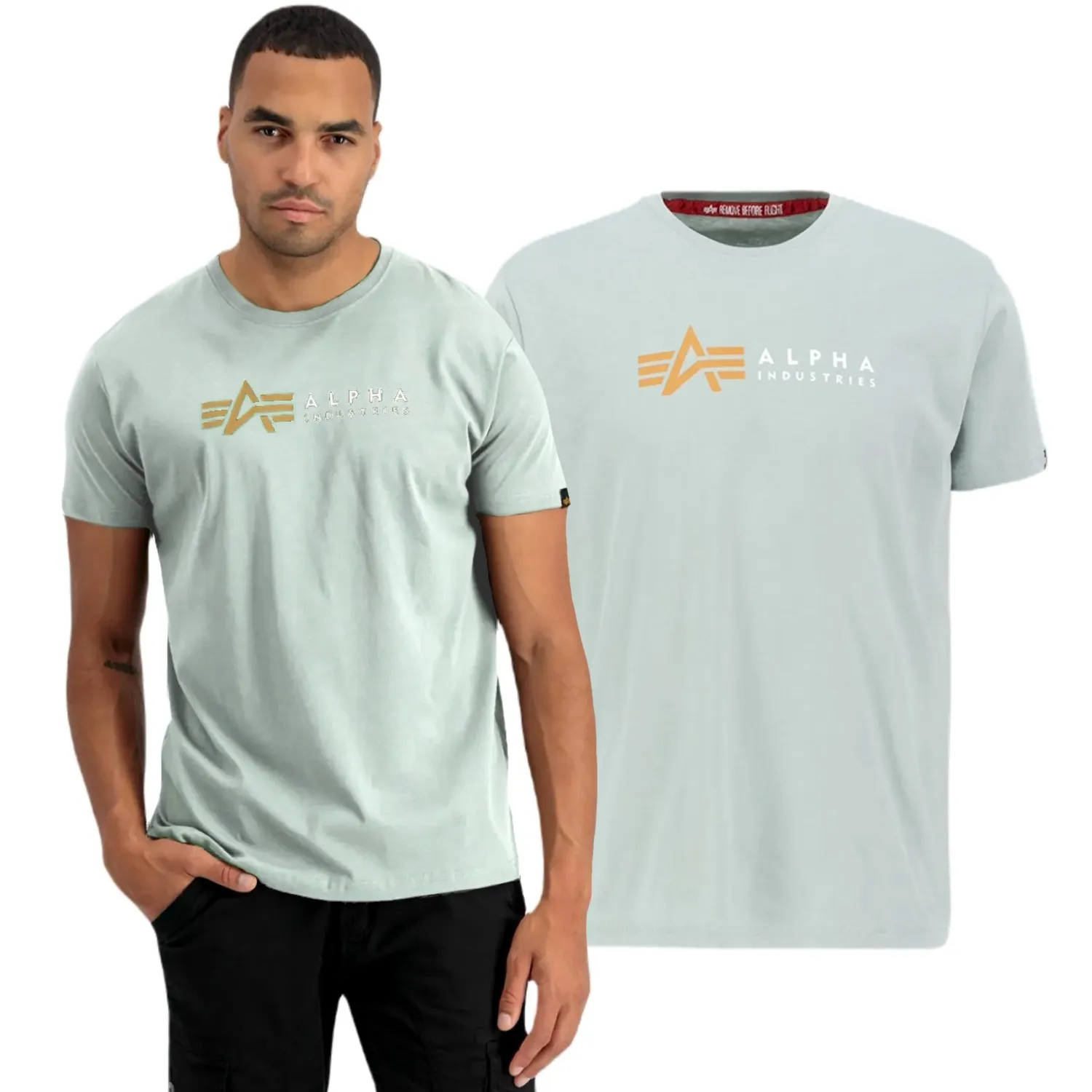 Koszulka Alpha Industries Alpha Label T 118502 680 - Dusty Green M