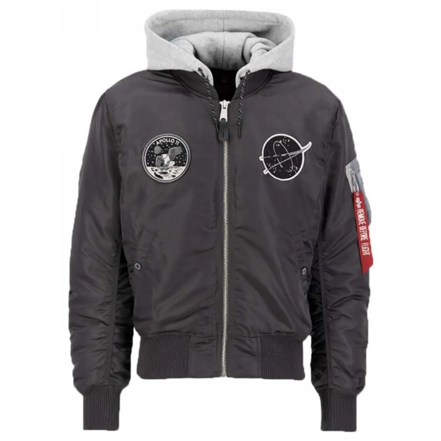 Kurtka z kapturem Alpha Industries MA-1 VF Hood Dark Side 108108 684 - Vintage Grey S