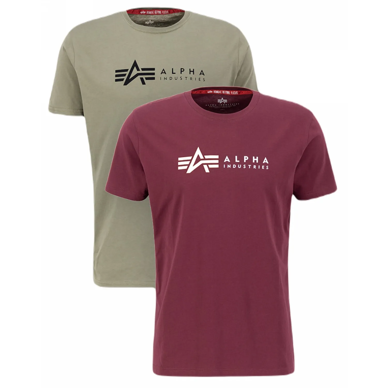 Koszulki Alpha Industries Alpha Label T 2 Pack 118534 642 - Oliwkowa/Bordowa S