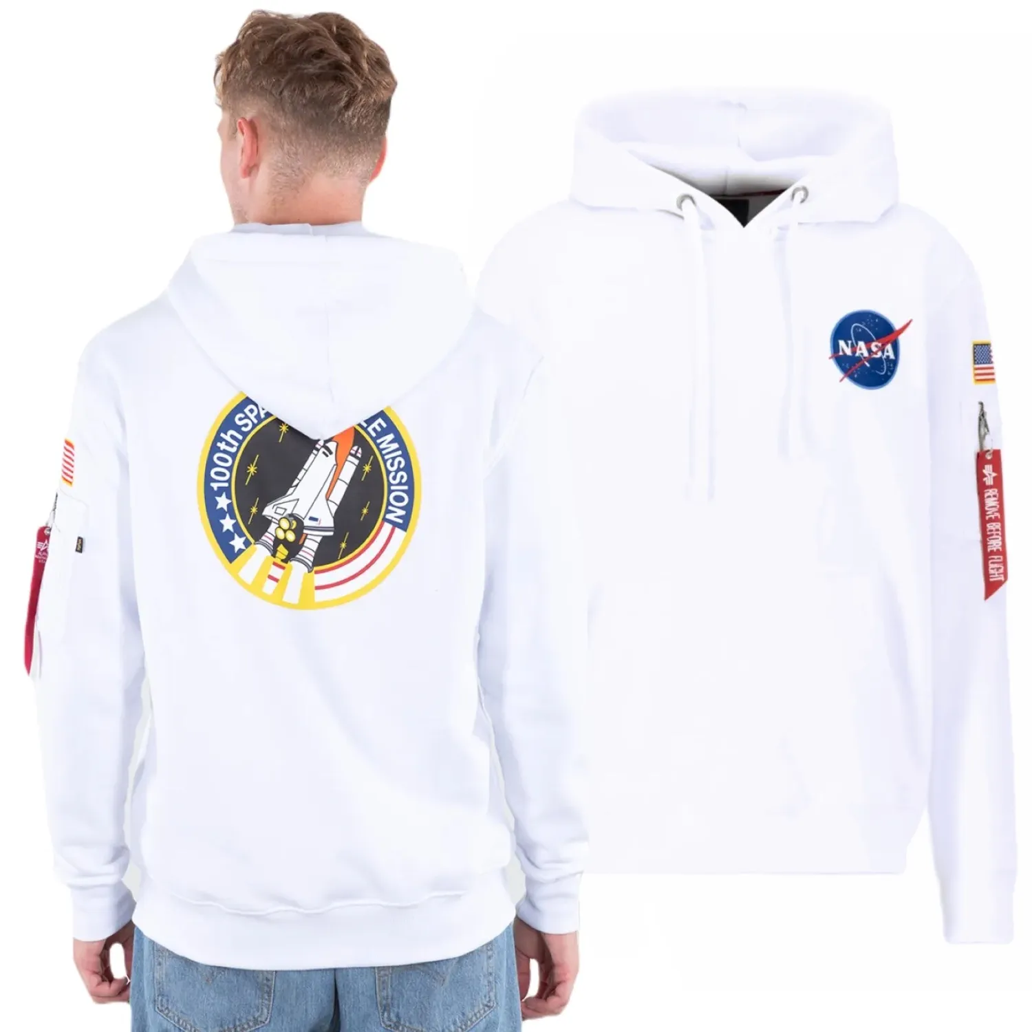 Bluza z kapturem Alpha Industries Space Shuttle 178317 09 - Biała S