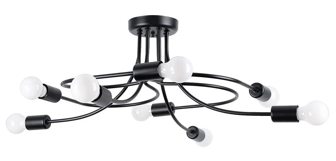 Czarna ośmioramienna designerska lampa sufitowa - 21X A637 B0-S13