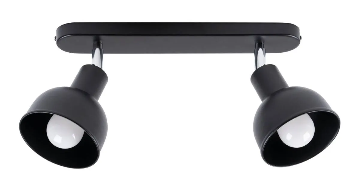 Czarna metalowa lampa sufitowa z 2 reflektorkami - A623 R9-E92