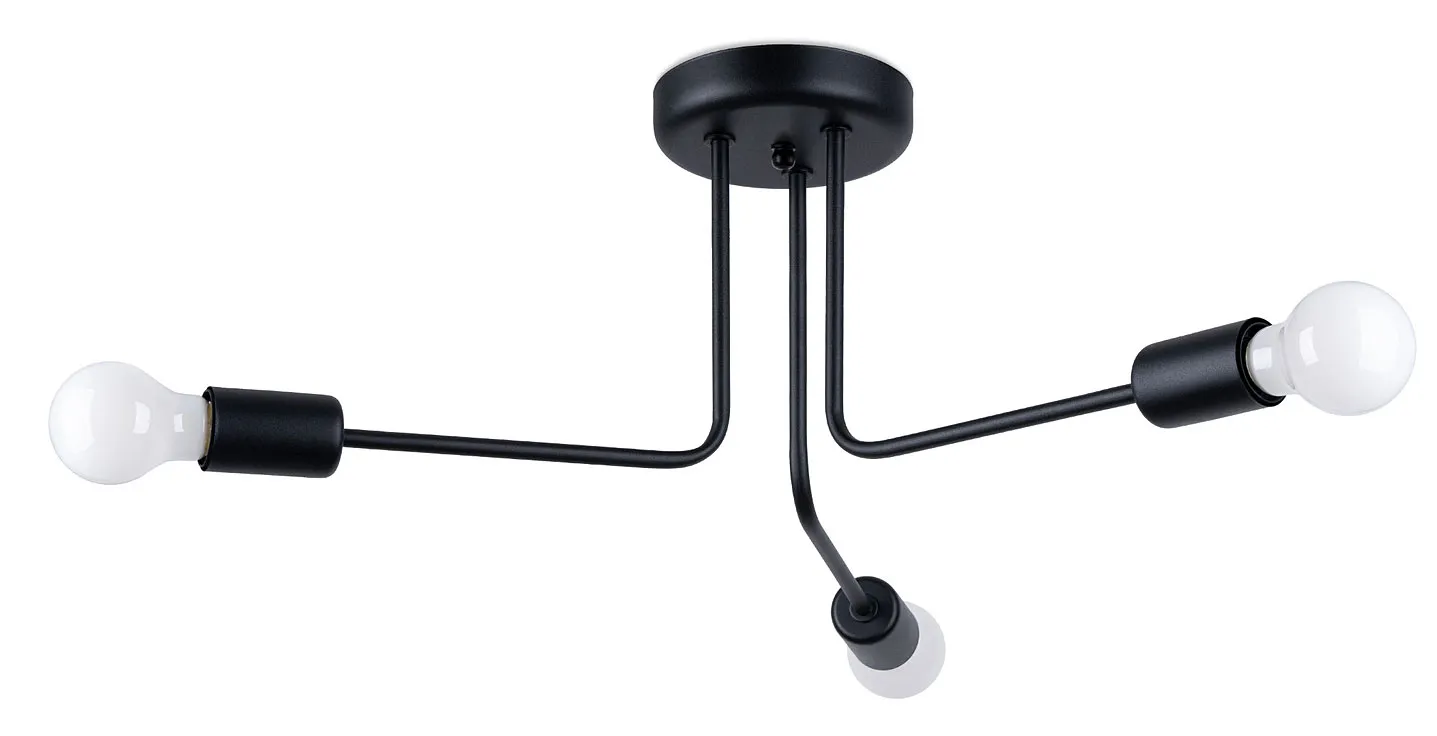 Czarna loftowa lampa sufitowa z 3 ramionami - A630 C0-N64