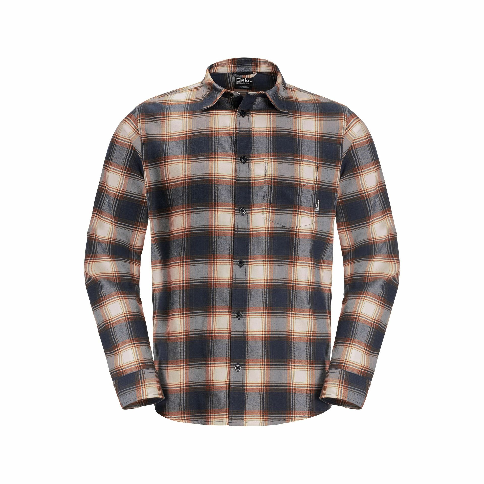 Męska koszula flanelowa Jack Wolfskin WANDERWEG SHIRT M dark navy - XXXL