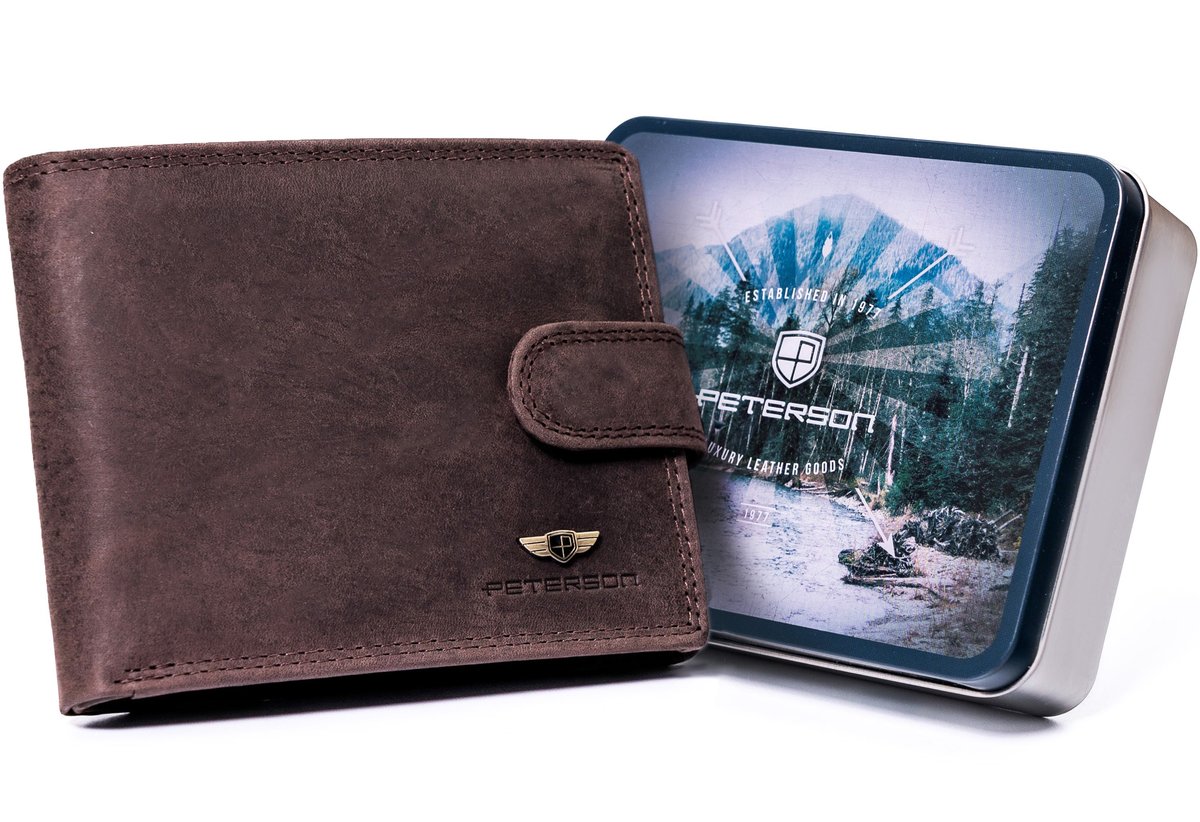 Skórzany portfel męski zamykany zatrzaskiem — Peterson