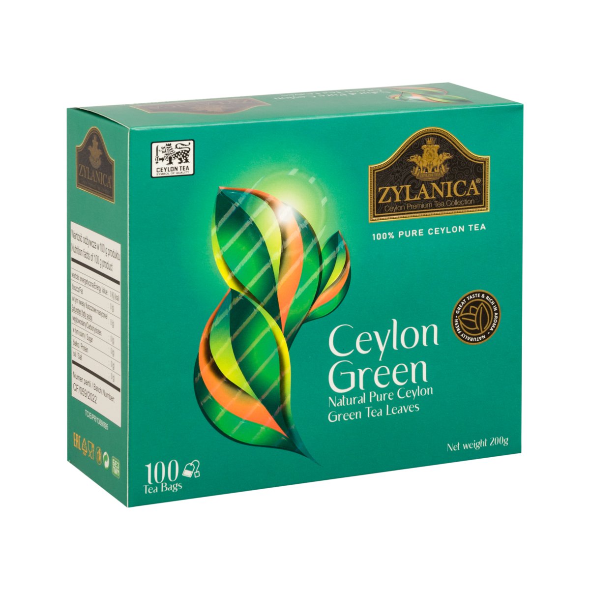 Herbata Zielona EKSPRESOWA ZYLANICA NEW DESIGN CEYLON GREEN 100 torebek
